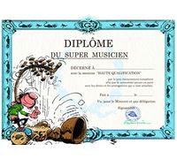 Gaston Lagaffe - Tarjeta doble con sobre, con texto en inglés "Super Musicos"
