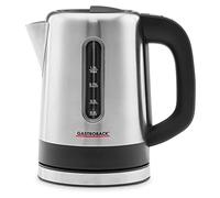 GASTROBACK Hervidor de agua de diseño para camping, depósito de 1 litro de acero inoxidable con indicador de llenado, panel de control iluminado, función de mantenimiento del calor, 1000 W, plata,