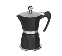 GAT Italy - Cafetera Italiana de 3 Tazas, Aluminio, Color Negro, 10 x 14 x 16 cm