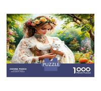 Gata en Flor 1000 Piezas Puzzle para Adultos Gracia Elegante de Mascota Puzzle Clásico, Cochetón Reciclado - Hit De Las Familias, Entrena El Cerebro, Oficina 38x26cm/1000pcs