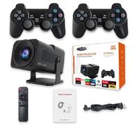 GATBGEFU - Proyector inalámbrico retro para juegos, 4K HD TV, con más de 10000 juegos, pequeño proyector de películas portátil para exteriores, salida HDMI, WIFI