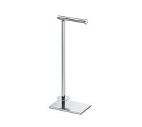 Gatco 1443C Modern Square Base Toilet Paper Holder Stand with Storage, Chrome, 21.13"H