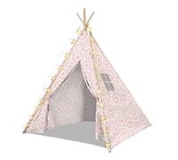 Gate 35 Tienda de Juegos Tipi de Lujo para niños de 5,5 pies - Incluye 20 Luces de Cadena de Estrellas - Tipi de Mezcla de Lino y algodón Natural - Regalo de casa de Juegos para decoración de