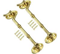 gate hook and eye latch, Ganchos de cabina de 4,1 pulgadas, pestillo for puerta, ventana giratoria, gancho de latón con tornillos de montaje dorados, 2 uds.