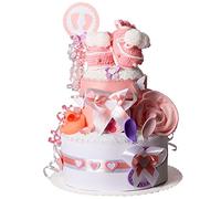 Gâteau de couches pour Baby Girl dans un beau Rose/blanc ton//Cadeau de naissance, baptême, baby shower//Cadeau Original et Pratique Pour le Baby Girl