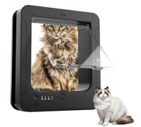 Gatera con Microchip RFID y Control Remoto, Puerta automática para Mascotas con Cierre de 4 vías para Gatos y Perros pequeños, Entrada y Salida Resistentes a la Intemperie, Acceso Seguro al hogar, b