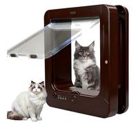 Gatera con Microchip RFID y Control Remoto, Puerta automática para Mascotas con Cierre de 4 vías para Gatos y Perros pequeños, Entrada y Salida Resistentes a la Intemperie, Acceso Seguro al hogar, b