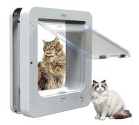 Gatera con Microchip RFID y Control Remoto, Puerta automática para Mascotas con Cierre de 4 vías para Gatos y Perros pequeños, Entrada y Salida Resistentes a la Intemperie, Acceso Seguro al hogar, b