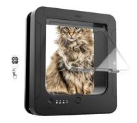 Gatera inteligente con microchip, puerta electrónica automática para mascotas con 2 collares con sensor y mando a distancia. Bloqueo de 4 modos para gatos y perros pequeños. Marco de ABS silencioso