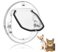 Gatera para gatos de cristal, puerta, cierre de 4 vías, puerta para gatos, transparente, reducción del ruido para gatos y 6 kg para perros de talla pequeña
