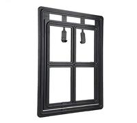 Gatera para Gatos y Perros, 45,5 x 35,5 cm, Puerta Basculante para Mascotas Con Parada Automática, Marco para Mosquitera, Negro