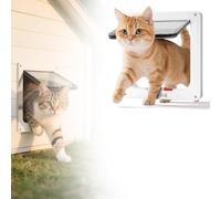 Gateras para puertas, Puerta para Gato con Cierre Magnético de 4 Vías,Acrílico Gateras Mascotas,Gatera para Mascotas Pequeño,Puerta para Mascotas para Gatos, Interior y Exterior,Blancas,19x20x2cm