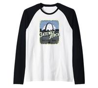 Gateway Arch National Park - Recuerdo Vintage de Vacaciones Camiseta Manga Raglan