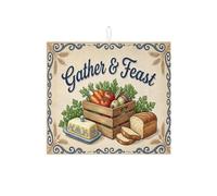 Gather & Feast - Tapetes de secado de platos para encimera de cocina, tapete escurridor de platos absorbente de granja rústica, tapete de secado de microfibra vintage otoñal para decoración de
