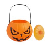 Gather Halloween - Bolsa de 18 cm con tapa | 105 g PP Halloween Pumpkin Backet Bucket Candy Container | Tan de regalo para | Contenedor de Halloween portátil para decoración de fiesta