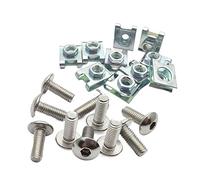 GatherTOOL Juego de 10 Cubiertas de plástico, Tornillo de Acero Inoxidable Plateado y Clips Tipo U con Tuerca M6 6mm M5 5mm for Motocicleta, Scooter, ATV, ciclomotor (Color : M6X16)