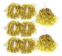 GATHINESS 12 Piezas Pompones de Animadora Dorados de Plástico Reutilizables para Competiciones y Celebraciones Festivas Diseño Encantador y Mango Cómodo