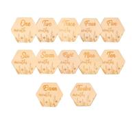 GATHINESS 12 Piezas Tarjetas de Hitos Mensuales Bloques de Madera Khaki
