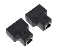 GATHINESS 2 Piezas Adaptador Ethernet de 1 a 2 Puertos Rj45 Negro de Plástico para Oficina y Hogar, Divisor de Cable de Red Conectores Múltiples y Función de Duplicar Salida