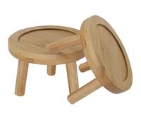 GATHINESS 2 Piezas Platillo Redondo de Bambú, Base Decorativa y Elegante | Madera Superficie Lisa, Recoge Agua y Tierra, para Suculentas, Oficina y Jarrones
