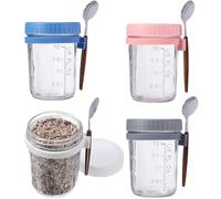 GATHINESS 4 Piezas Tarro de Vidrio de 400ml con Tapa y Cuchara, Hermético