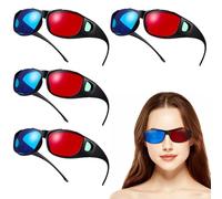 GATHINESS 5 Gafas 3D Anaglifo Rojo Azul de Plástico Cómodas y Fáciles de Usar para Gaming y Uso en Casa
