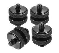 GATHINESS Adaptador de Tornillo de Doble Capa de 1/4 Pulgadas para Montaje de Zapata de Cámara Tornillos Bloqueables de Aleación de Aluminio, Paquete de 4 Piezas para Accesorios de Flash