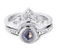 GATHINESS Anillo de Proyección Anillo te Amo para Mujer Estilo Abierto de Aleación de Zinc, Plata, Cómodo de Llevar, No se Deforma, para Chicas y Mujeres, Navidad y Fiestas