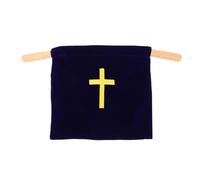GATHINESS Bolsa de Ofrendas Gran Capacidad y Tela de Madera para Iglesia con Bordado de Cruz Azul Adecuado para Decoraciones de Comuniones y Bautizos