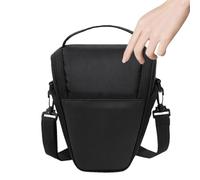 GATHINESS Bolsa para Cámara Fotográfica Negra de Nylon y Poliéster Cremallera y Resistente a Impactos, Bandolera Bolsillo Lateral para Ciclismo y Uso Urbano
