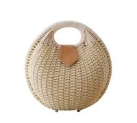 GATHINESS Bolso Diseño Botón Beige Forma de Concha de Mano de Ratán para Mujer y Gran Capacidad para Shopping y Fiesta