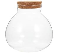 GATHINESS Botella Ecológica de Vidrio Redonda 10X11 CM Tapa de Corcho Terrario para Micropaisaje DIY Contenedor de Musgo para Decoración Interior y Jardinería en Casa