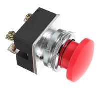 GATHINESS Botón Pulsador Momentáneo, Pulsador de Descarga, Rojo, Plástico, 30mm, Auto Reinicio, Cabeza Plana y Tipo Seta, para Control de Máquina, Coche y Barco