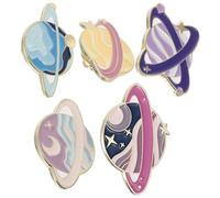 GATHINESS Broches de Aleación Esmalte en Forma de Planetas, Set de 5 Piezas Decorativas para Mujer, Pins para Mochilas y Ropa, Accesorios de Joyería Temática Espacial