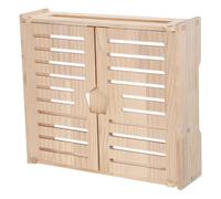 GATHINESS Caja de Almacenamiento con Diseño Elegante para Router WiFi de Madera 2 Niveles y Orificios para Cables, Montaje en Pared para Oficina y Hogar Seguro