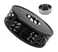 GATHINESS Calentador de Té de Acero Inoxidable Negro Soporte para Tetera y Base Calefactora Plateada para Oficina, Hogar y Cafetería, Calentador Multifuncional para Alimentos y Bebidas