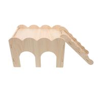 GATHINESS Casa de Madera Refugio en Forma de Castillo con Escalera y Plataforma y Adecuado para Hábitat Fácil de Limpiar para Hámster para Pequeños Animales