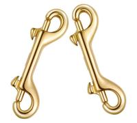 GATHINESS Clips para Correa de Perro de Latón Dorado Doble Cabeza, Gancho Resistente Apertura de Muelle Fuerte, Adecuado para Correas y Decoración Interior, 2 Piezas