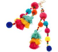 GATHINESS Colgantes Decorativos de Bolas Difusas y Borlas para Llavero, 2 Piezas en Rosa Fucsia, Anillo Resistente para Colgar en Bolso y Mochila, Diseño Ligero para Hogar y Uso Diario