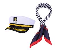 GATHINESS Conjunto de Gorro de Capitán Clásico y Bufanda Náutica para Hombre y Mujer, Disfraz Marinero para Fiestas Temáticas, Accesorio de Estilo Marítimo, Unisex, Adecuado para Yates