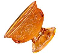 GATHINESS Copa de Ofrenda Budista de Cristal Vintage Mediana Color Ámbar, Cuenco Sagrado para Agua y Rituales, Taza Decorativa y Meditación, Decoración Religiosa para Hogar