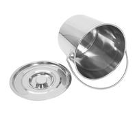 GATHINESS Cubo de Acero Inoxidable con Tapa y Asa, Plata, Gran Capacidad, para Agua y Otros Líquidos, Evita Derrames, Fácil de Transportar, Uso en Granja y Exterior