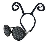 GATHINESS Diadema Negra con Antenas de Hormiga y Gafas para Fiesta, Ligera y Cómoda, Hecha de Tejido y Plástico, Adecuado para Carnaval y Disfraces