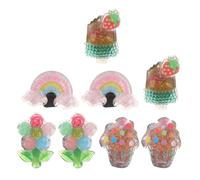 GATHINESS Hebillas para Zapatos Infantiles Desmontables 8 Piezas Brillo y Diseño de Princesas, Adornos para Cordones de Colores Amarillo y Verde, Motivos de Helado, Arcoíris, Flor y Pastel,