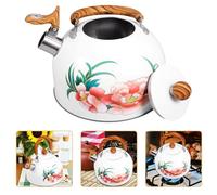 GATHINESS Hervidor de Agua Silbato de Acero Inoxidable Blanco de 3l, Tetera para Cocina Diseño Floral y Boca Ancha, Adecuado para Amantes del Té y Uso Doméstico