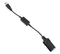 GATHINESS Inversor de Cable Hembra USB a 12v para Coche, Convertidor de Encendedor de Cigarros, PVC y Cobre, Negro, para Detector y Grabadora de Conducción