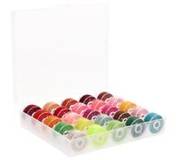 GATHINESS Juego de 25 Bobinas Prebobinadas para Máquina de Coser, Hilo de Bobina de Costura en Colores Surtidos, Caja Transparente de Almacenamiento Base Visible, Compatible para Uso