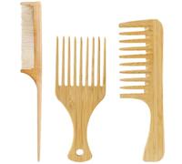 GATHINESS Juego de Peines de Bambú Efecto Calmante para Hombres Diseño de Mango y Dientes Anchos para Peinar y Suavizar el Cabello
