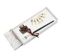 GATHINESS Juego de Pluma de Inmersión y Punta de Acero Inoxidable Vintage de 1 Set Mango de Madera Superficie Lisa y Pulida para Dibujo y Arte