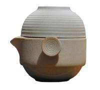 GATHINESS Juego de Té de Viaje Portátil de Cerámica Gruesa con Tetera Pequeña y Taza con Tapa Filtro Autolimpiable para Exteriores y Uso al Aire Libre Kit de Té Kung Fu Tradicional Adecuado